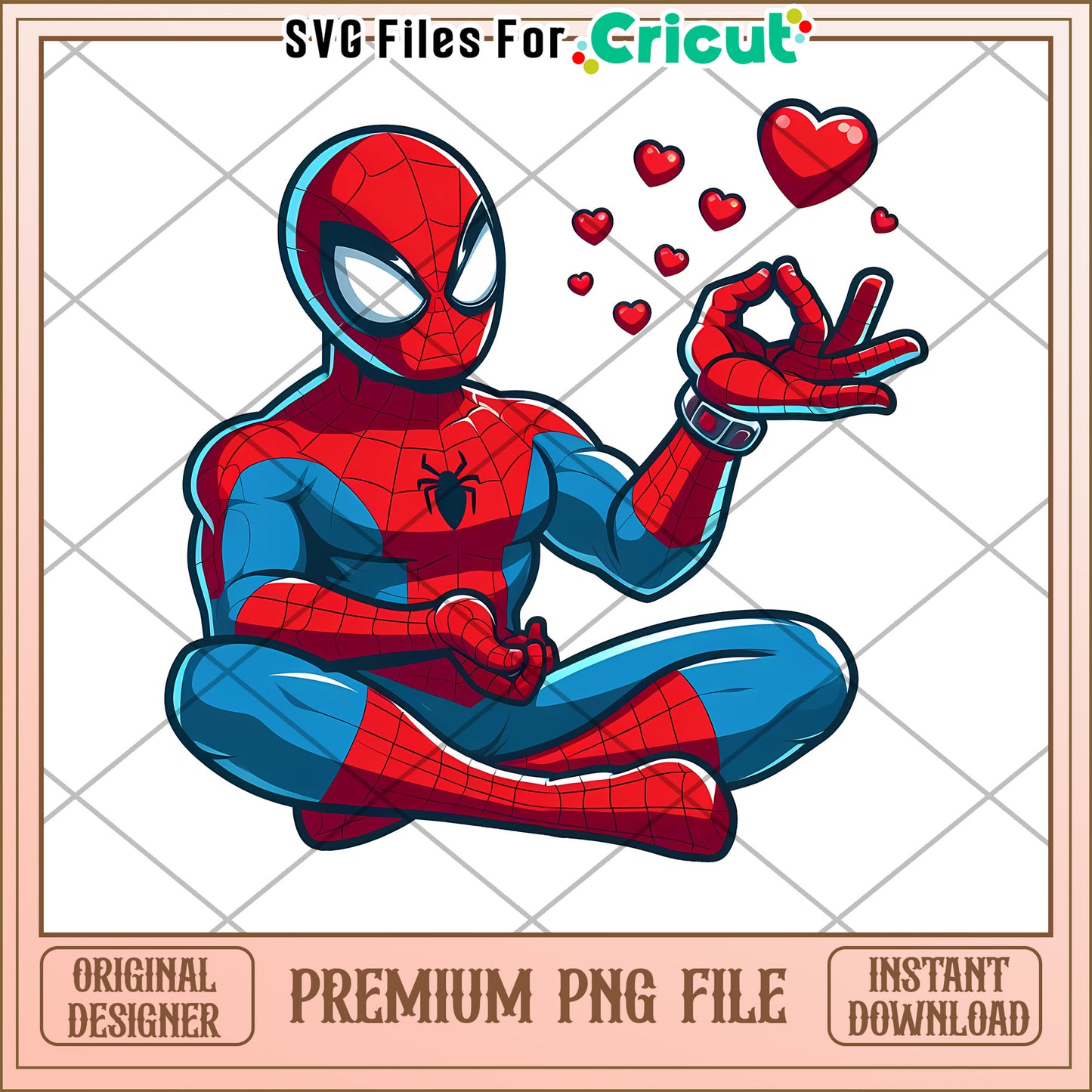 Spiderman PNG Meditation Love Hearts