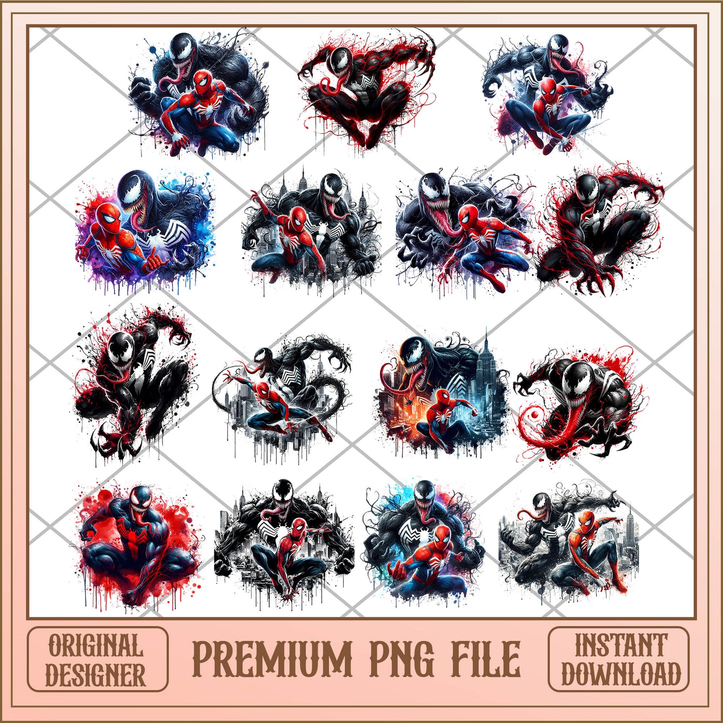 Spiderman Splash and Watercolor bundle png