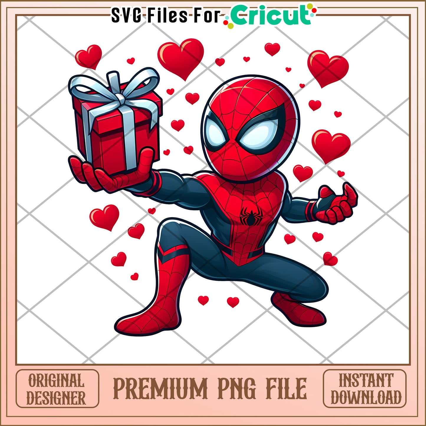 Spiderman Valentines PNG Gift Cricut