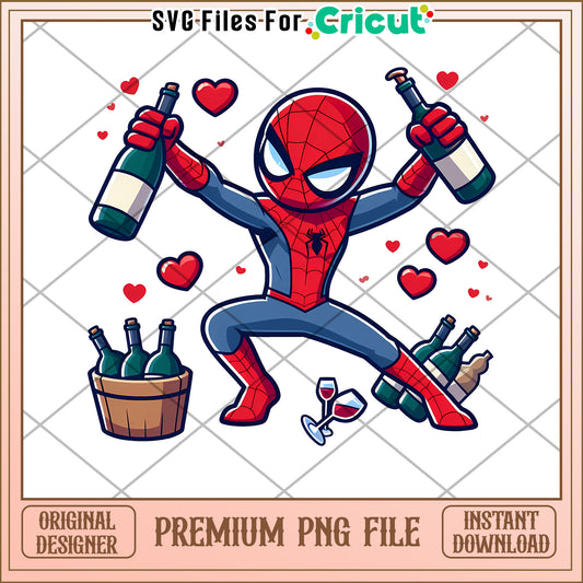 Spiderman Wine PNG Cricut File