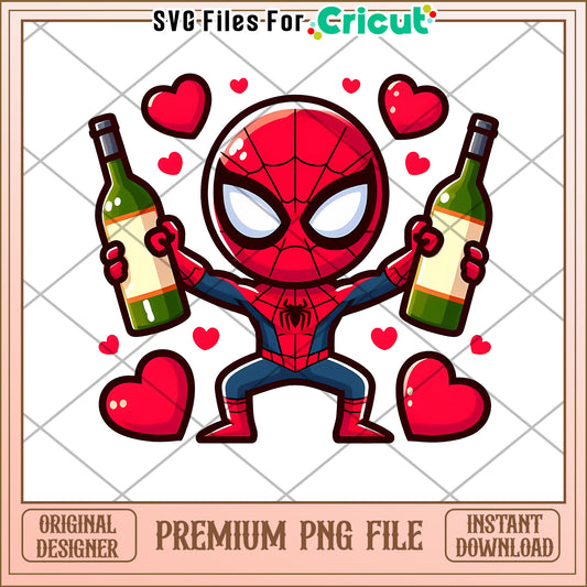 Spiderman Wine PNG Valentines Day