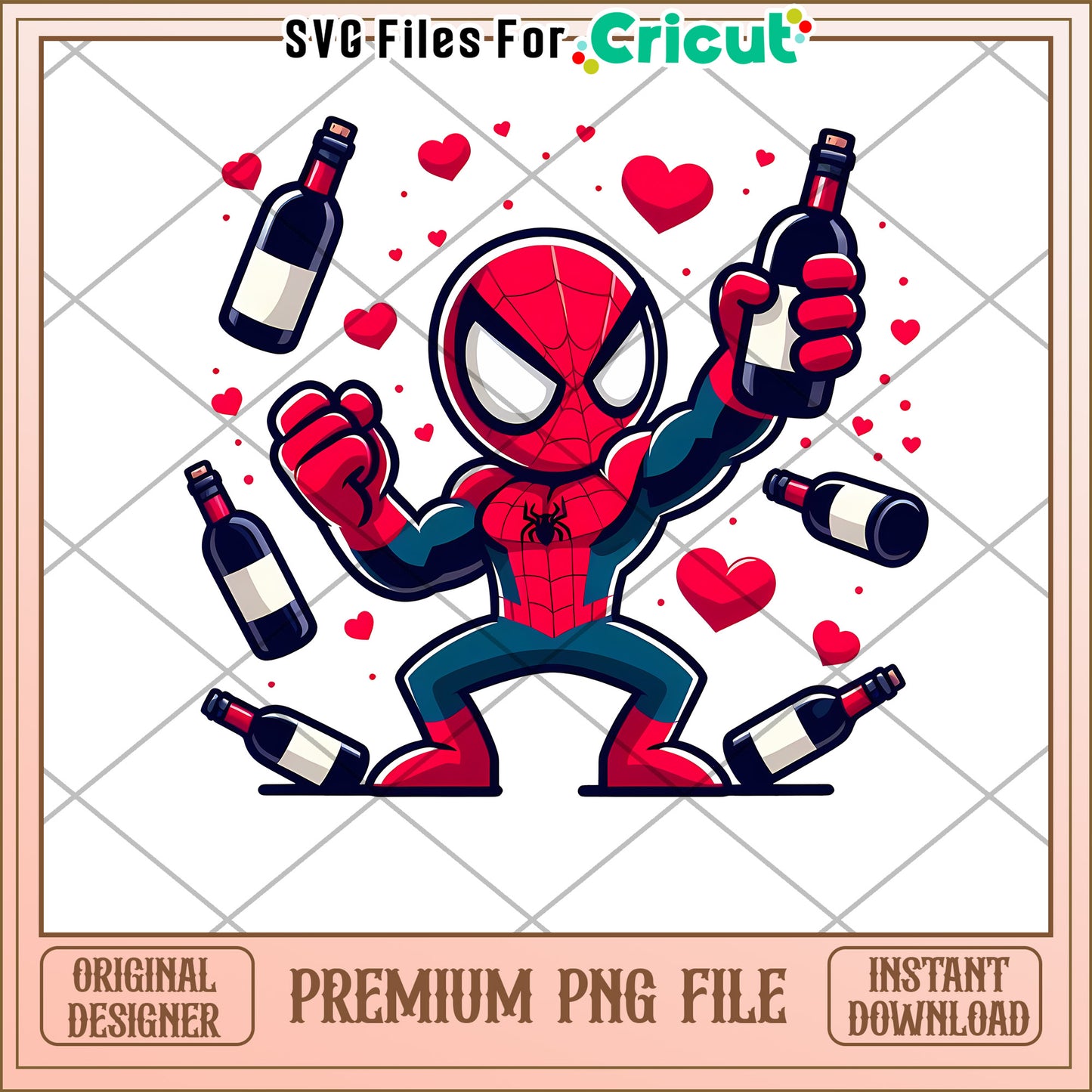 Spiderman Wine PNG Valentines Day Cricut