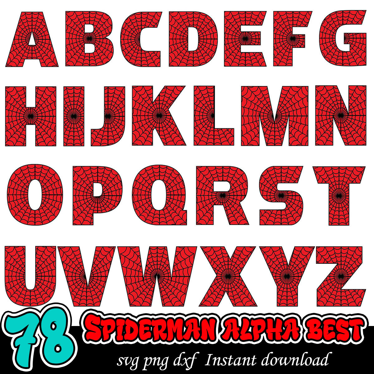 Spiderman Alphabet Bundle, Spiderman Letters svg bundle