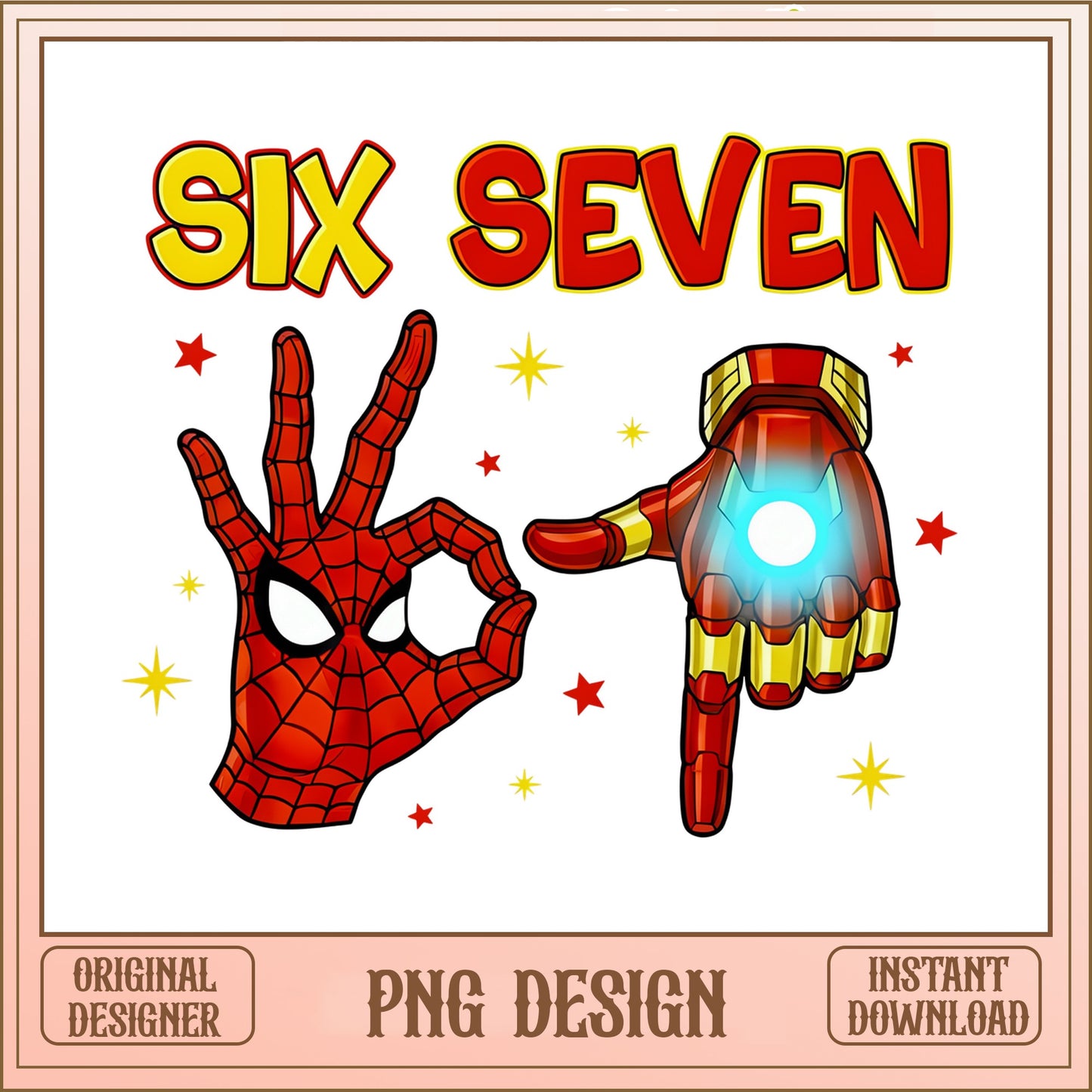 Spiderman Iron Man Six Seven Birthday PNG, Marvel PNG, Superhero Birthday PNG