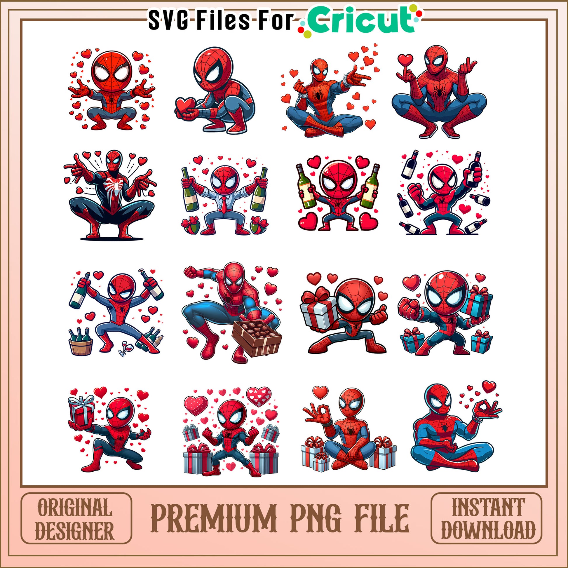 Spiderman love valentine bundle png, spiderman valentine​​ png