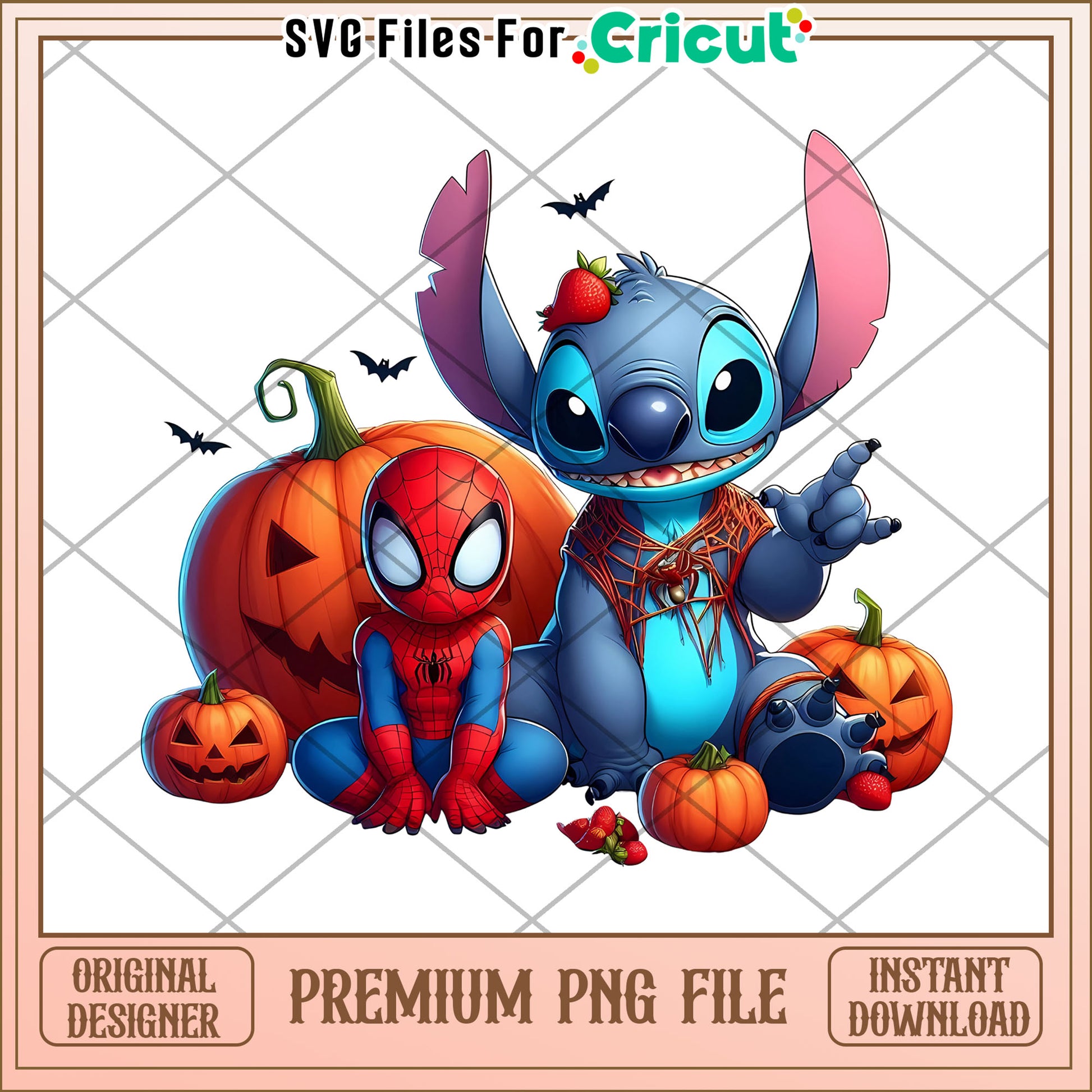 Spiderman and stitch png, halloween for kids png, stitch cartoon png