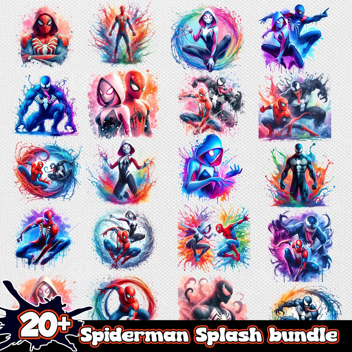 Spiderman watercolor design bundle png, spiderman movies​ png