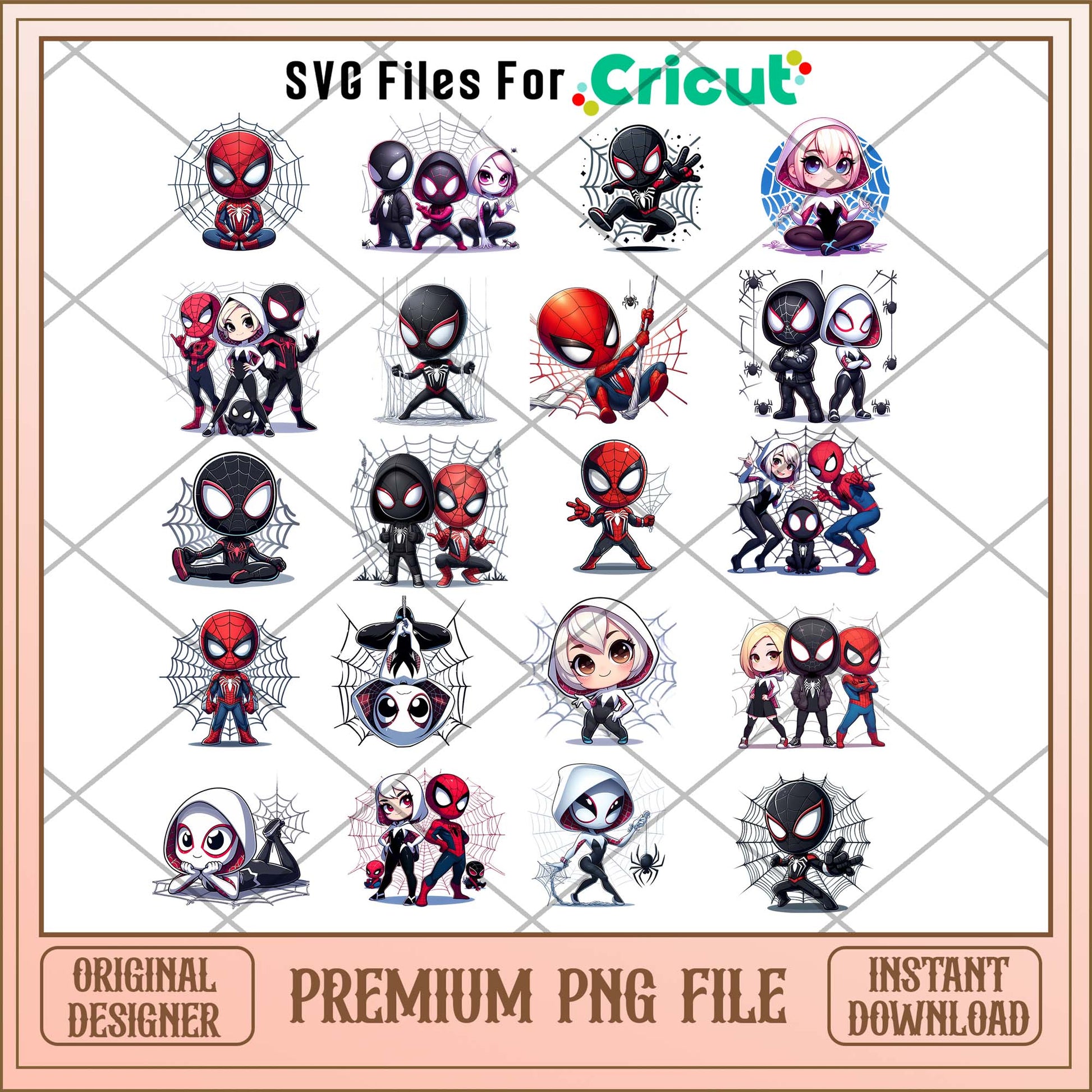Spiderman Chibi art png bundle, Marvel Spiderman Chibi bundle
