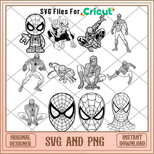 Spiderman action outline svg bundle, Spiderman movies svg - Svgfileforcricut