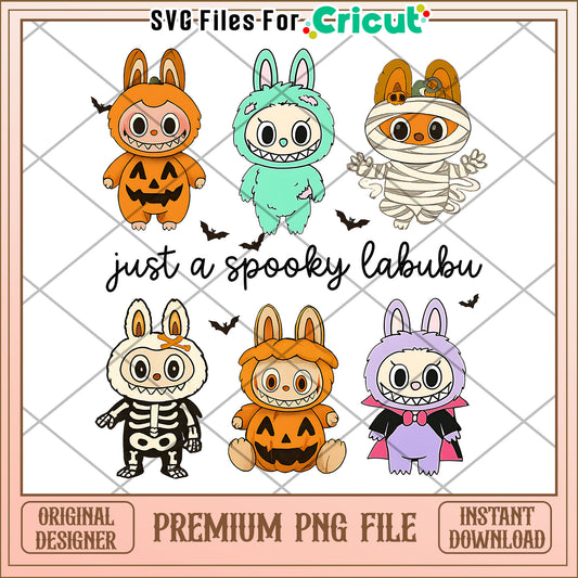 Spoky labubu characters png, lovely labubu​ png, halloween art​​​ png