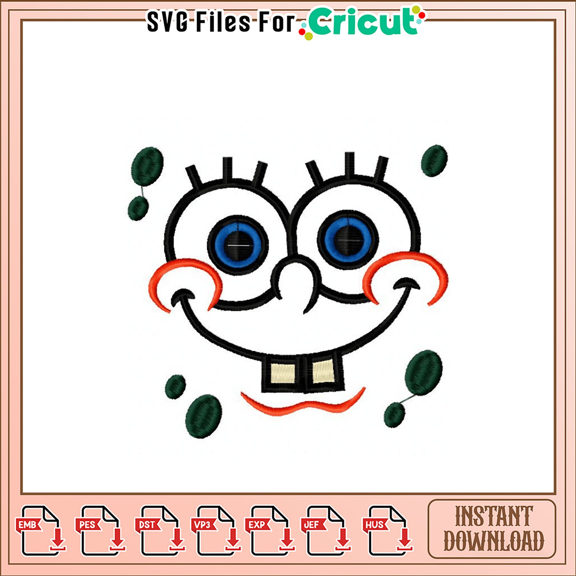 SpongeBob Embroidery Design Instant Download
