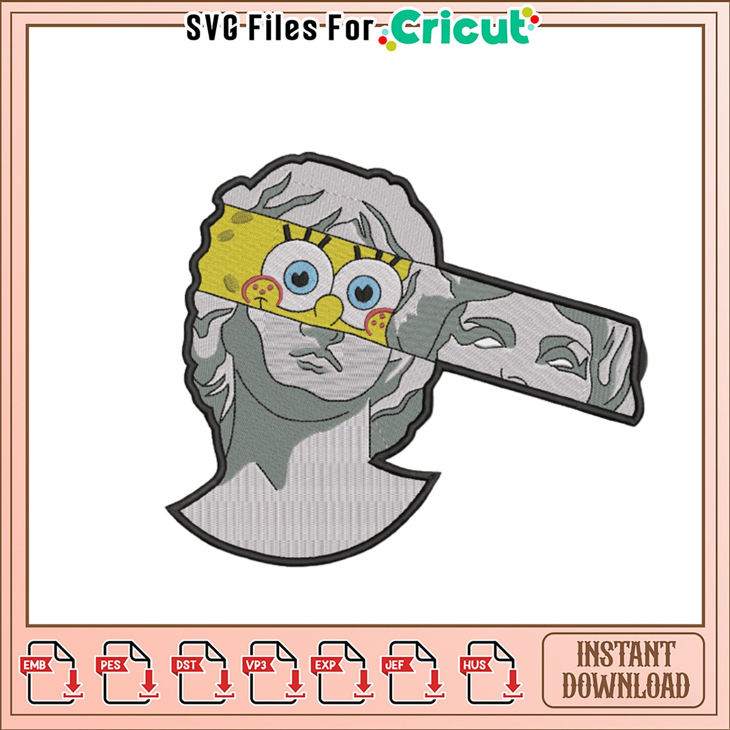 SpongeBob Statue Embroidery Design Instant Download