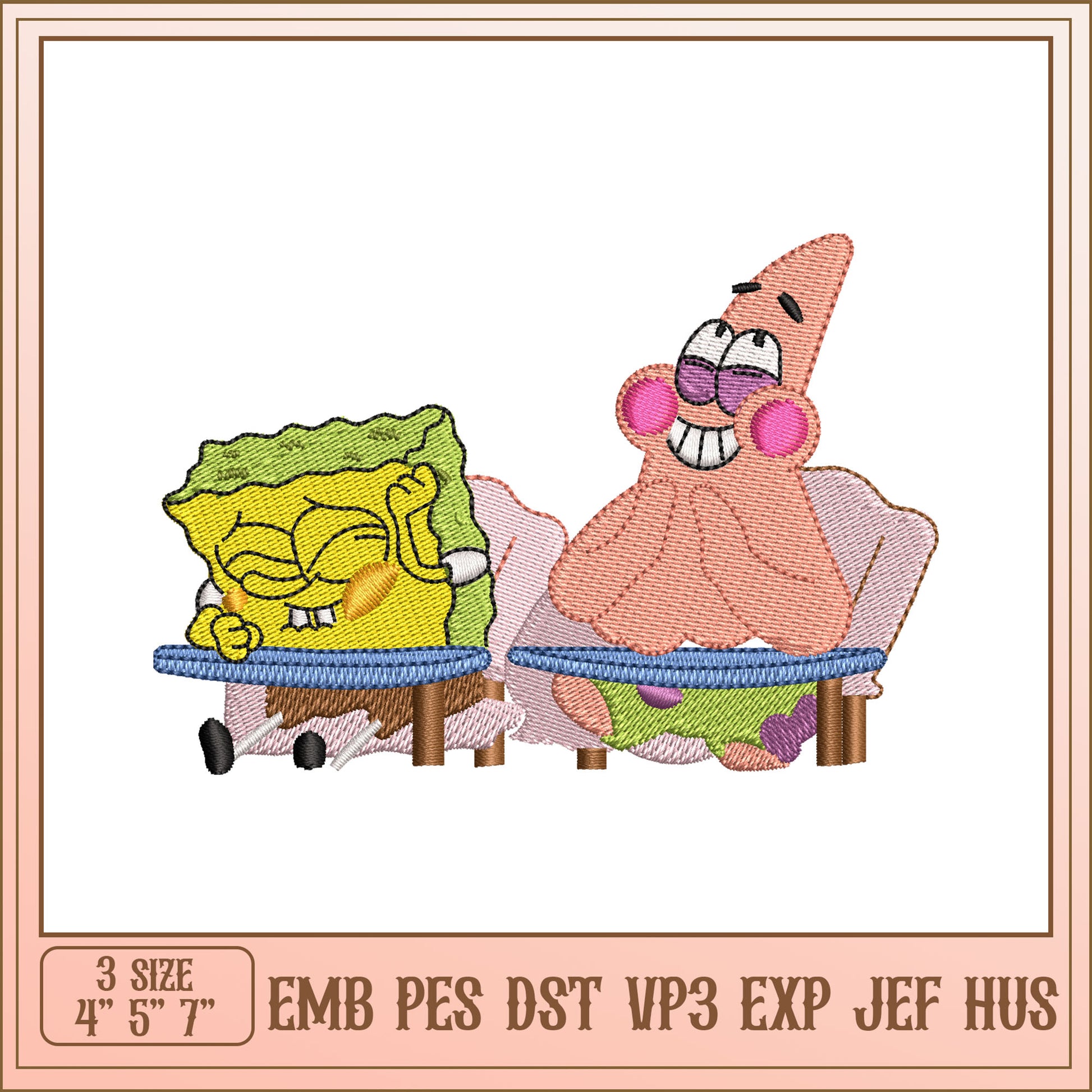 SpongeBob & Patrick Embroidery Design