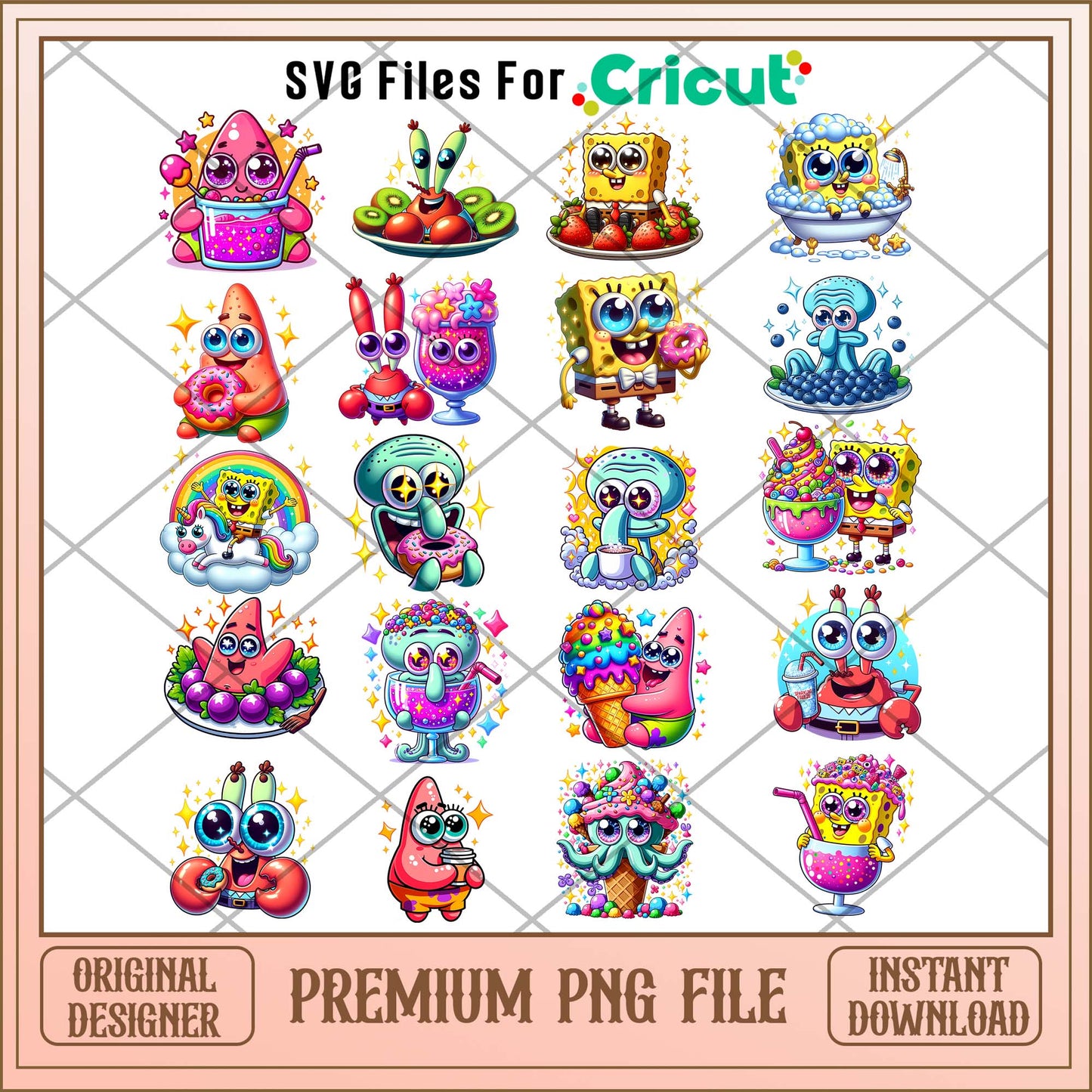 SpongeBob SquarePants Chibi png bundle, SpongeBob Chibi bundle 