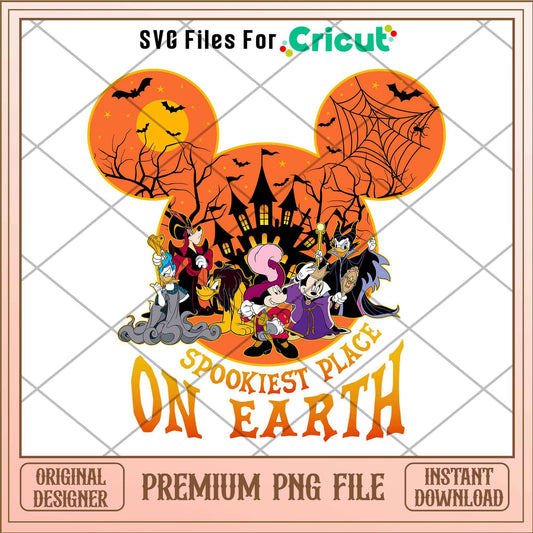 Spookiest place on eaeth Halloween Mickey Mouse And Friends Png, Disney characters png, Digital Download