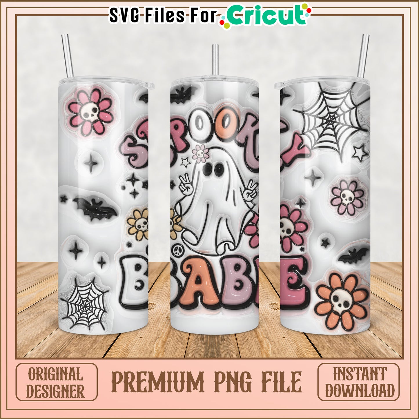 Spooky Babe Tumbler PNG Design for Cricut Crafting and DIY Projects