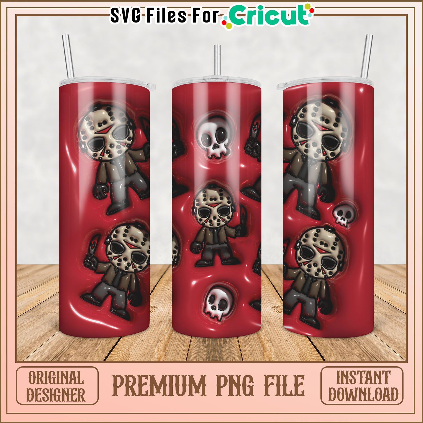 Spooky Cartoon Tumbler Design PNG File for Instant Download