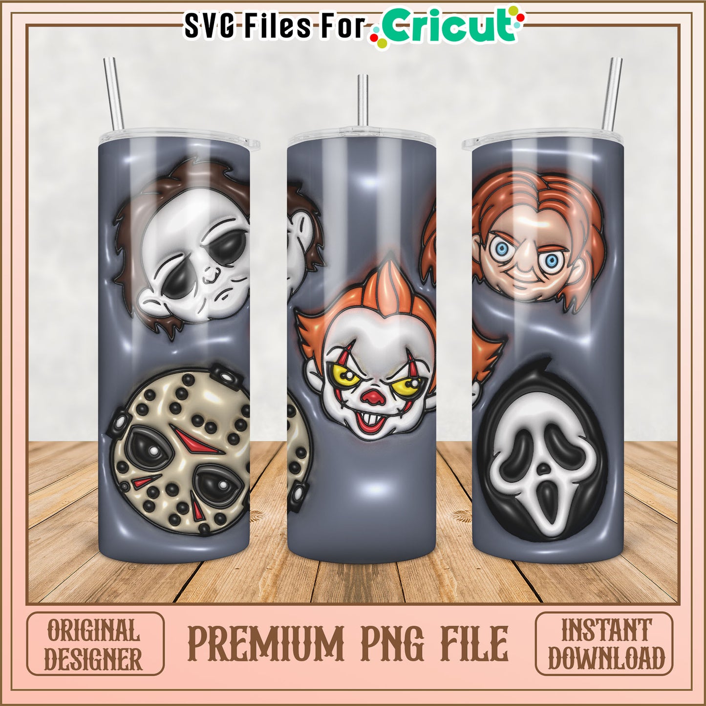 Spooky Character Tumbler PNG Design for Cricut DIY Projects