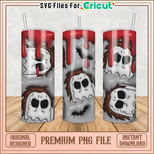 Spooky Ghost Tumbler PNG Design for Cricut Crafts Halloween Fun