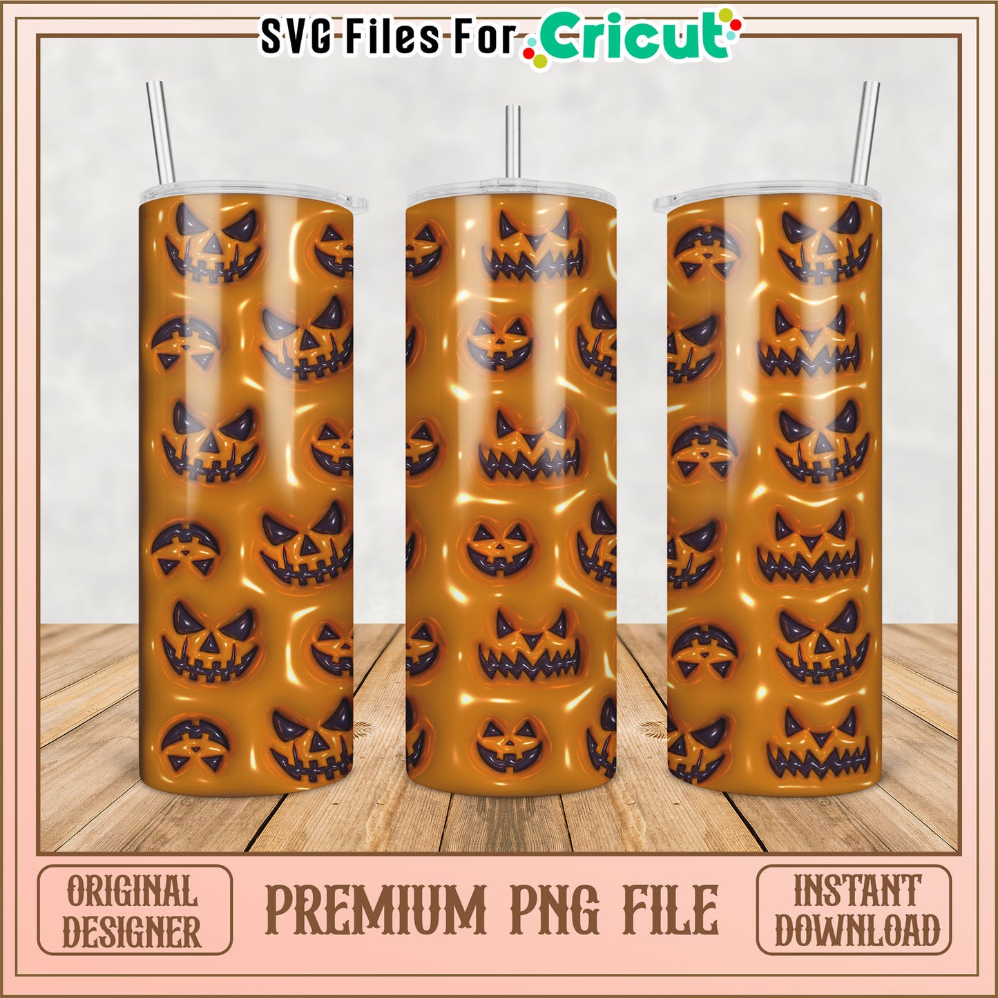 Spooky Halloween Tumbler Design Printable PNG File for Crafts