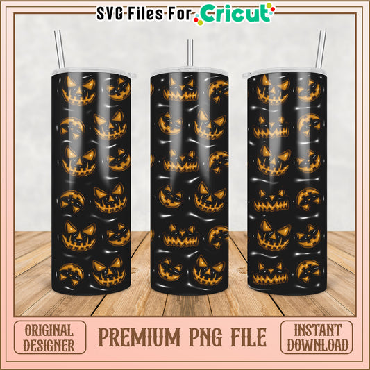 Spooky Pumpkin Tumbler PNG for Halloween Crafts and Decor