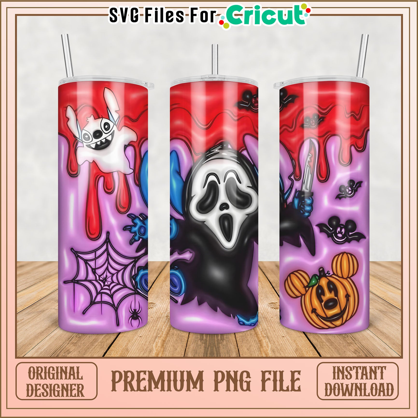 Spooky Tumbler Design PNG for Cricut Halloween Crafting Files