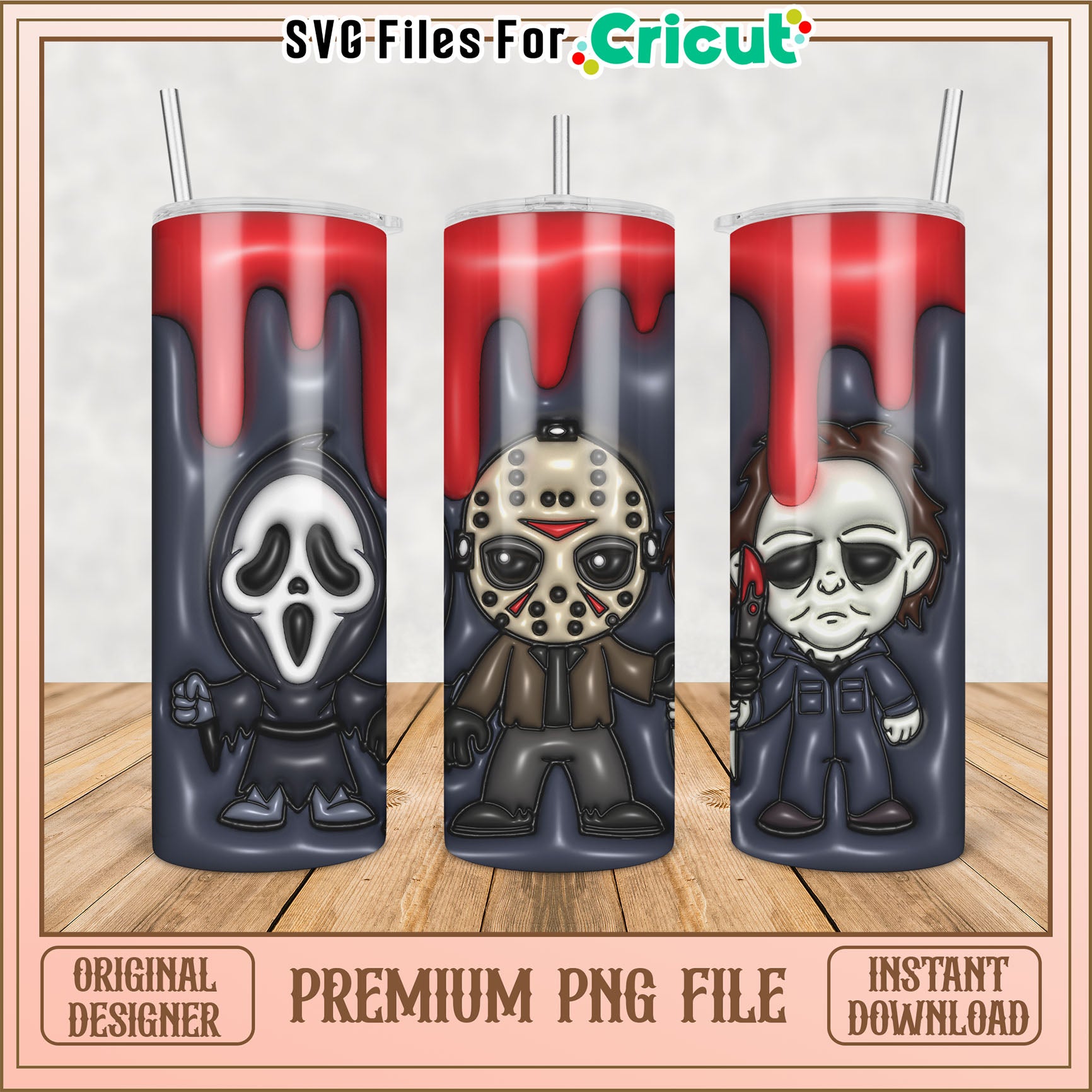 Spooky Tumbler Design PNG for Cricut Halloween Crafts Download
