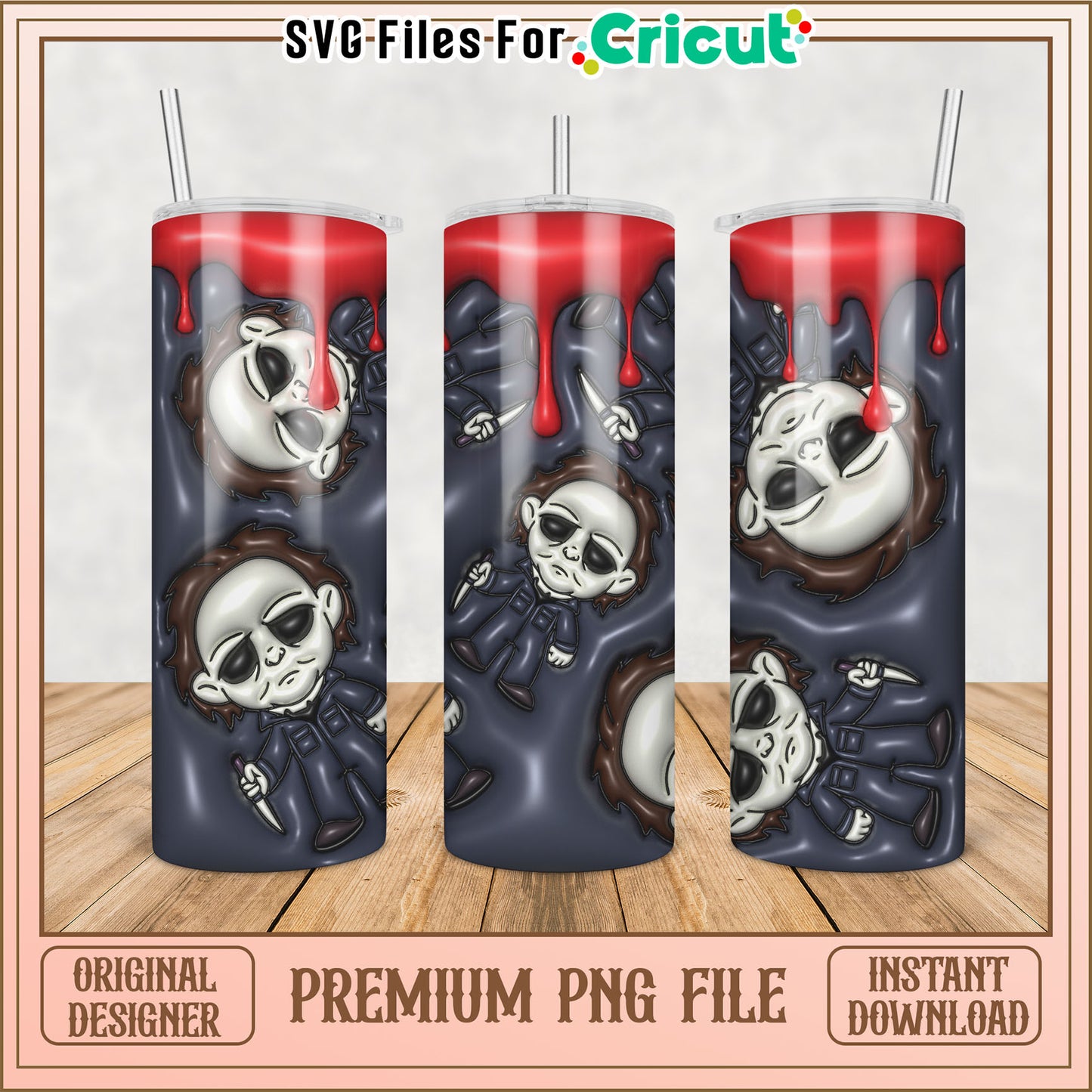 Spooky Tumbler PNG Design Horror Theme for Cricut Projects
