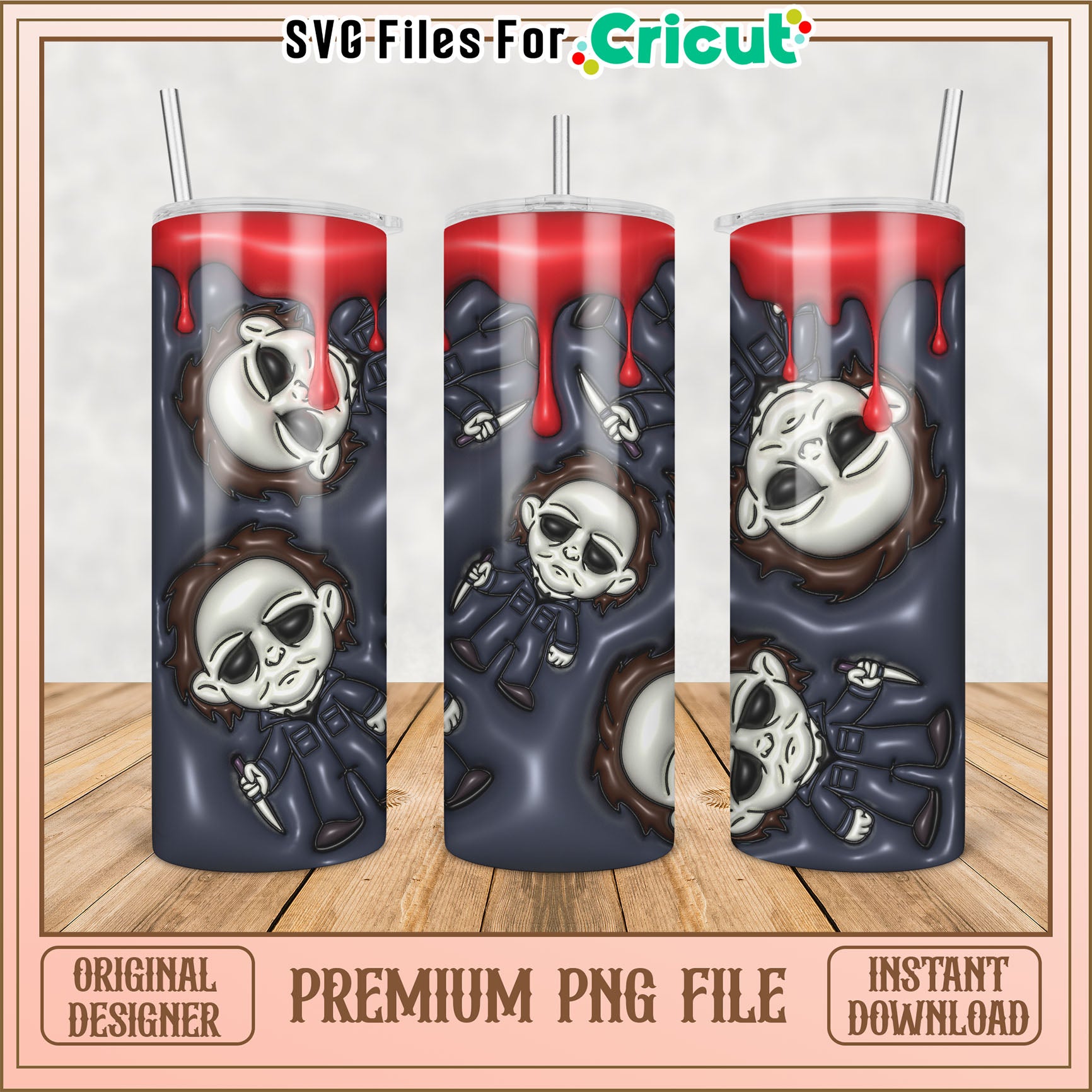 Spooky Tumbler PNG Design Horror Theme for Cricut Projects