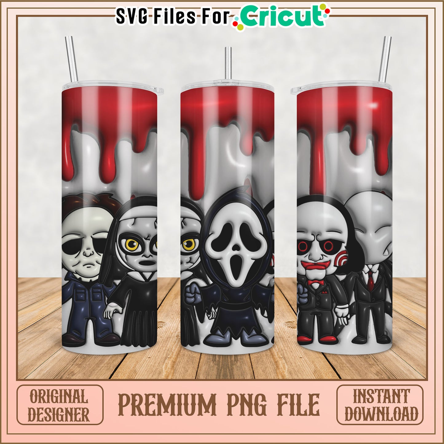 Spooky Tumbler PNG File for Halloween Crafts and Cricut Projects