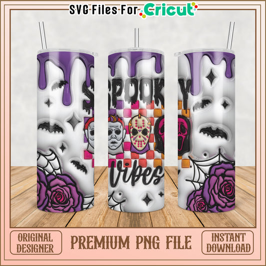 Spooky Vibes Halloween Tumbler Design PNG for Cricut Projects
