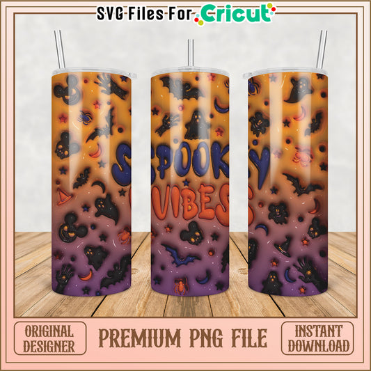Spooky Vibes Tumbler Design PNG File for Halloween Crafts