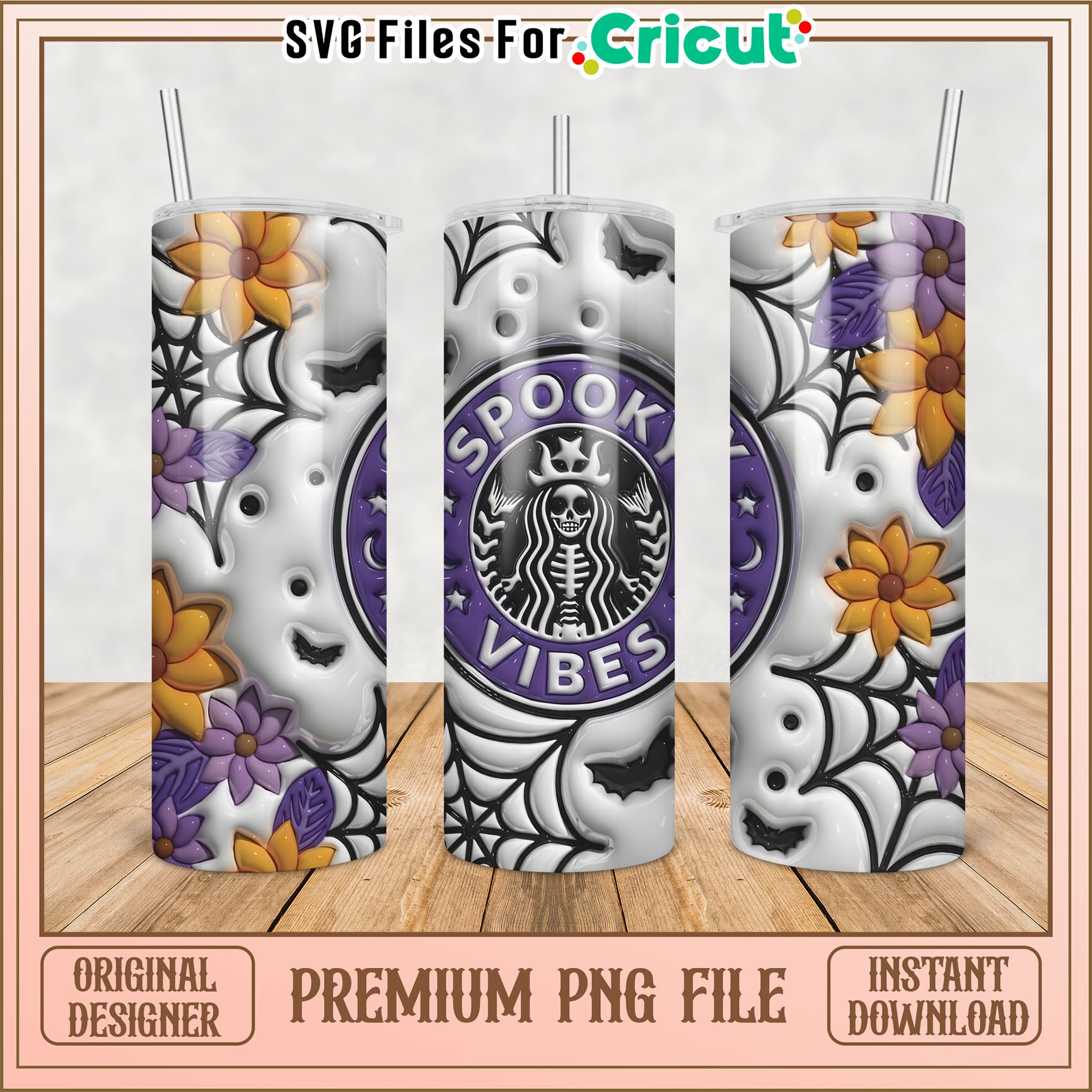 Spooky Vibes Tumbler PNG Sublimation