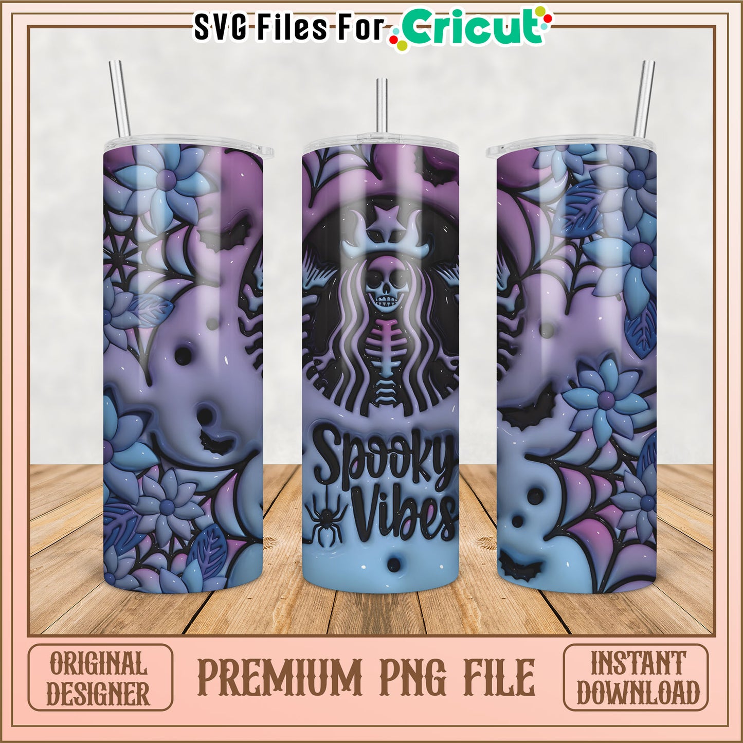 Spooky Vibes Tumbler PNG Sublimation Design