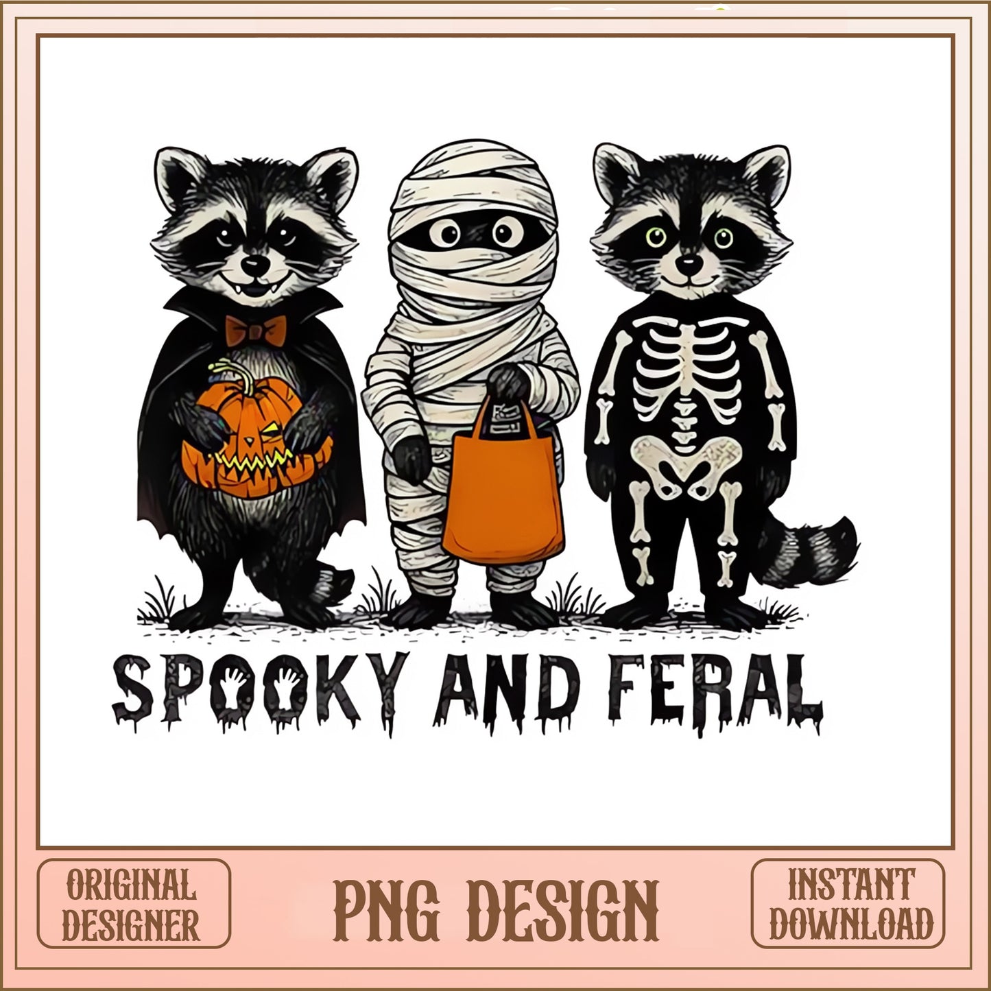 Spooky And Feral Raccoon Halloween PNG, Funny Raccoon PNG, Halloween PNG