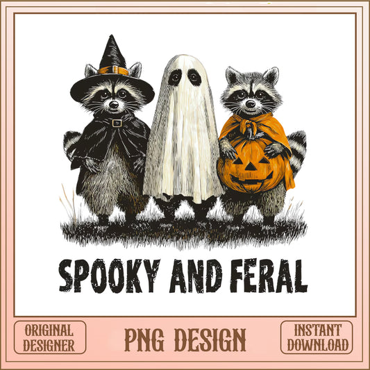 Spooky And Feral Raccoon Halloween PNG, Ghost PNG, Funny Halloween PNG