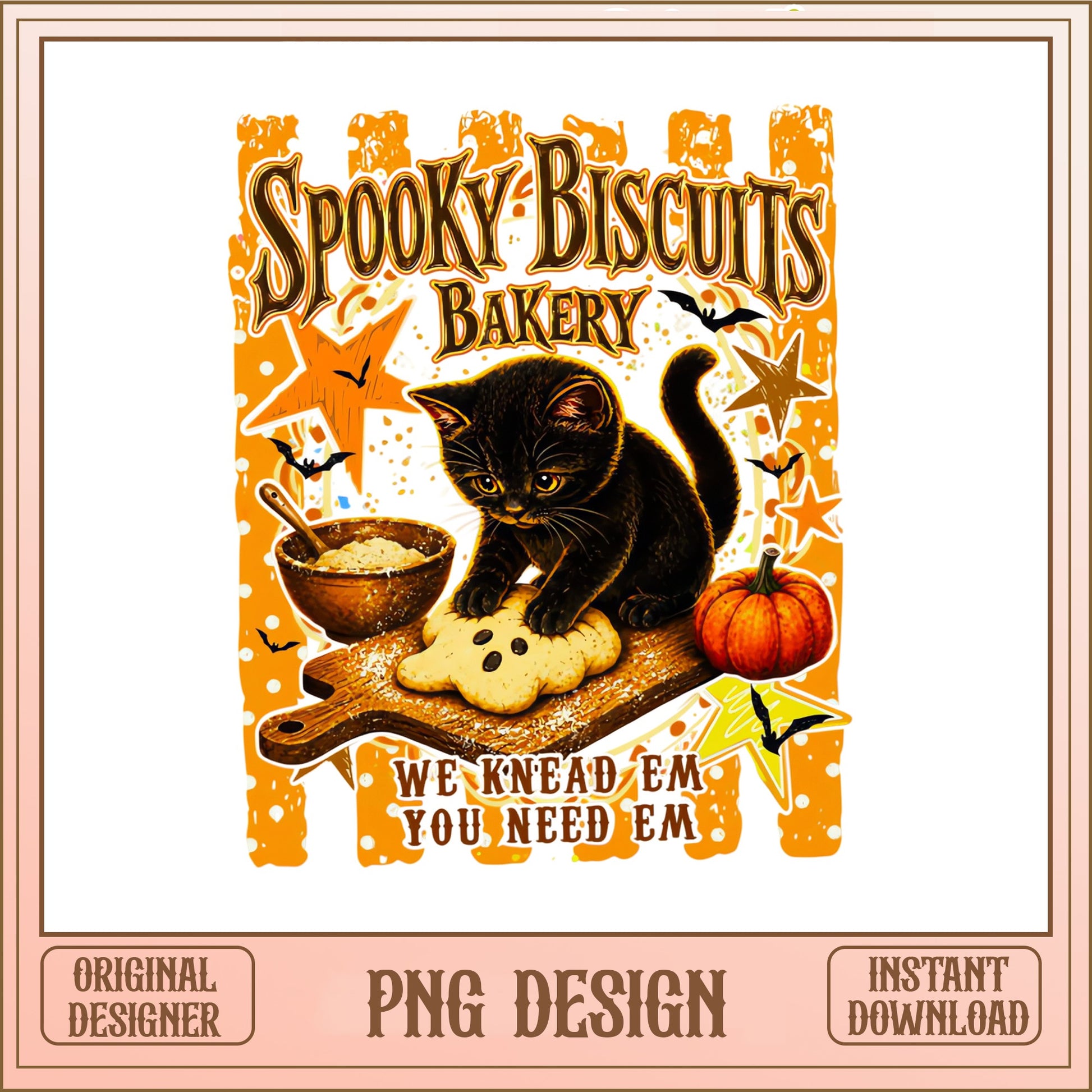 Spooky Biscuits Bakery Black Cat PNG, Halloween Cat PNG, Funny Halloween PNG