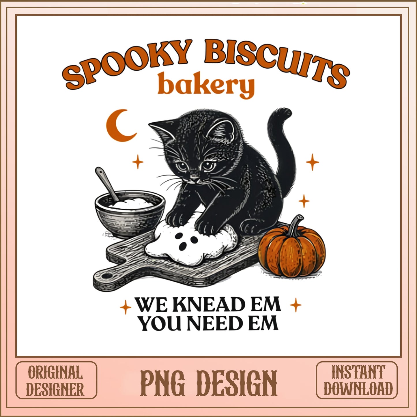 Spooky Biscuits Bakery Black Cat PNG, Halloween PNG, Funny Cat PNG