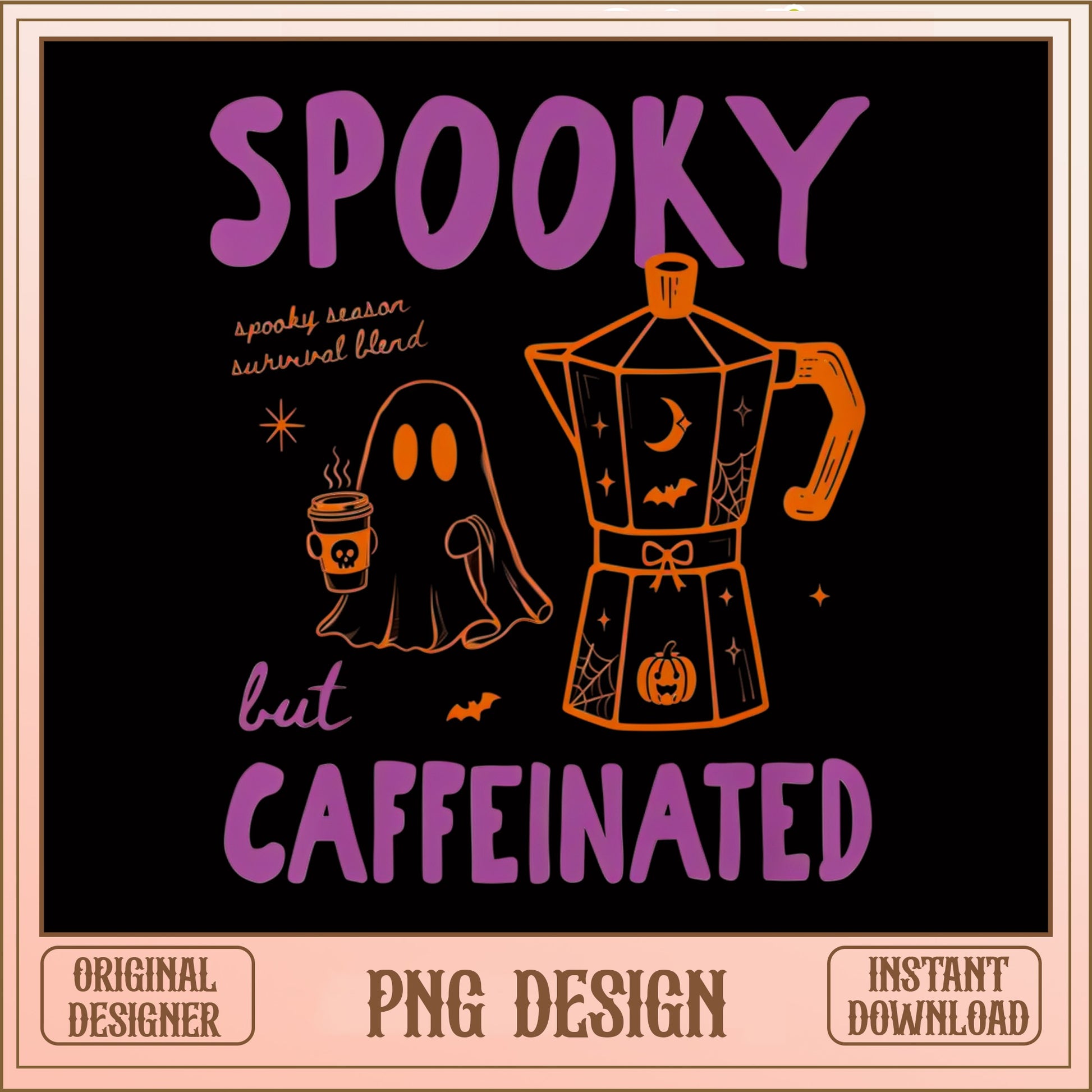 Spooky But Caffeinated PNG, Halloween Ghost Coffee PNG, Spooky Season PNG