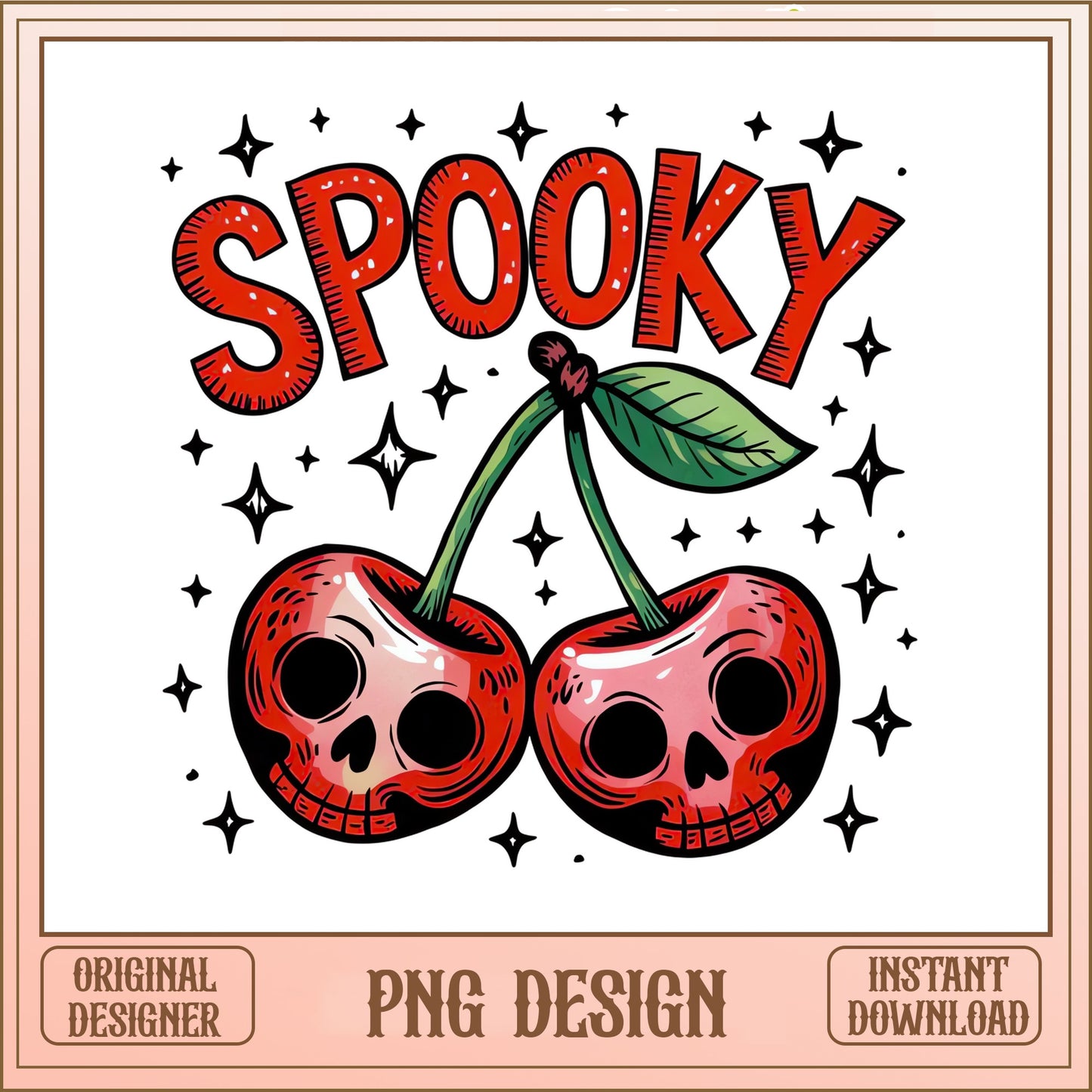 Spooky Cherry Skull PNG, Halloween Cherry PNG, Skull Cherry PNG