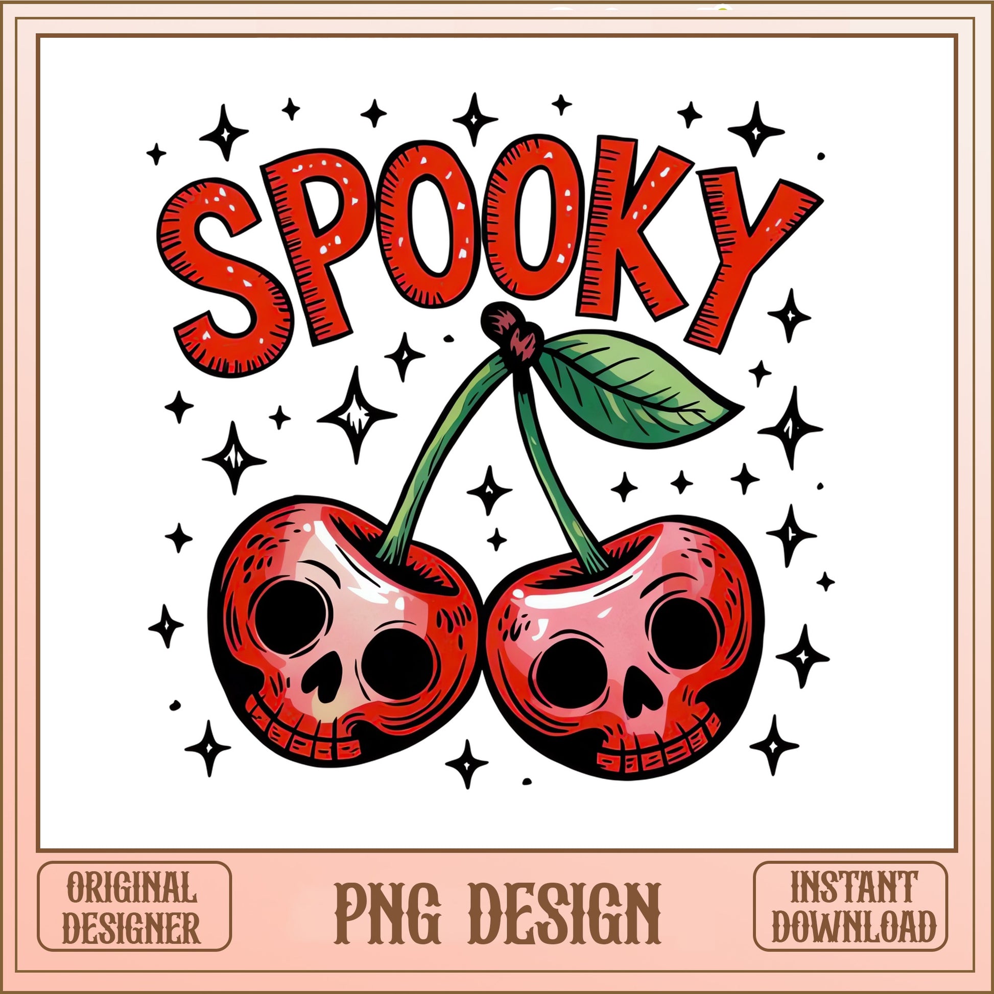 Spooky Cherry Skull PNG, Halloween Cherry PNG, Skull Cherry PNG