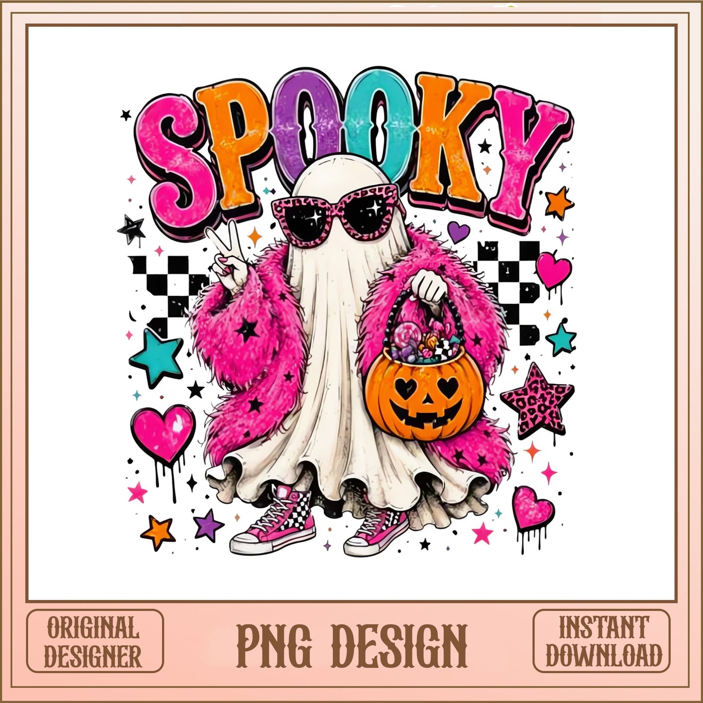 Spooky Ghost Halloween PNG, Retro Ghost Sublimation, Halloween PNG