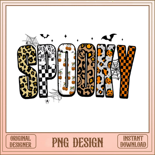 Spooky Halloween PNG, Leopard Checkered Halloween, Spooky PNG