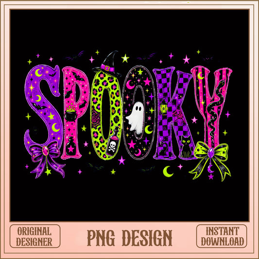 Spooky Halloween PNG, Witch Ghost Leopard Design, Halloween PNG