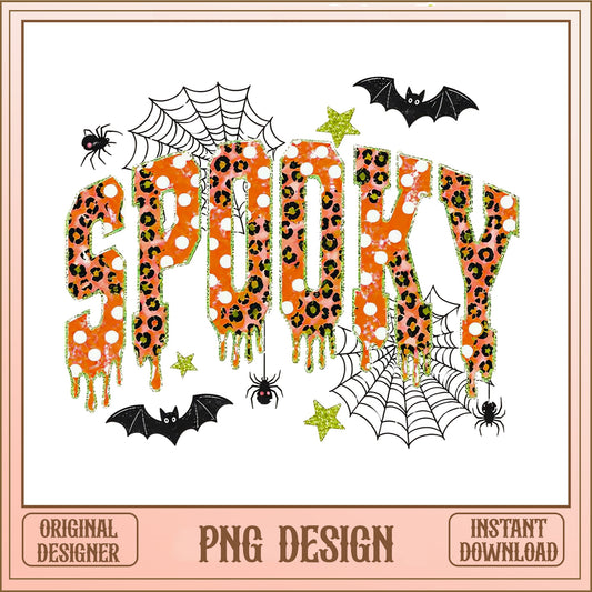 Spooky Leopard Print Halloween PNG, Dripping Spooky PNG, Halloween PNG