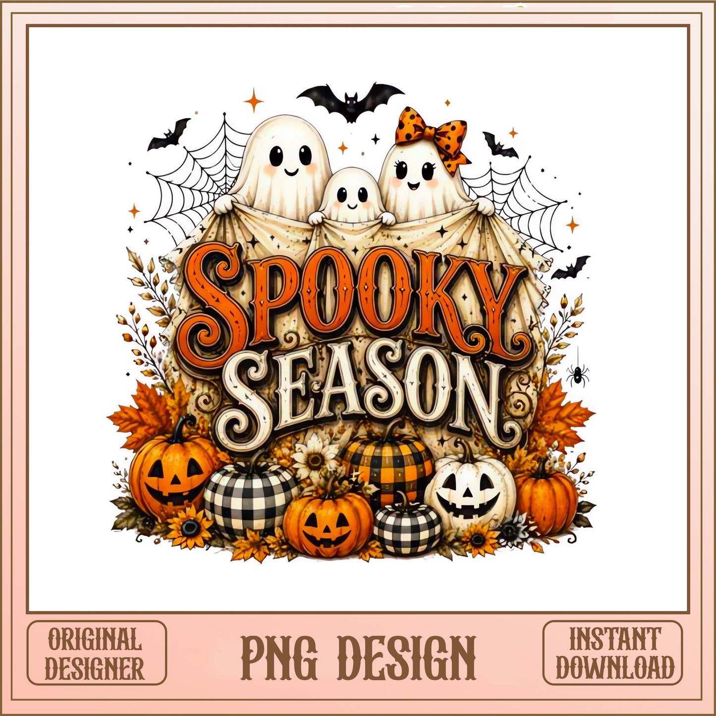 Spooky Season Ghost PNG, Halloween Pumpkin PNG, Fall Ghost PNG