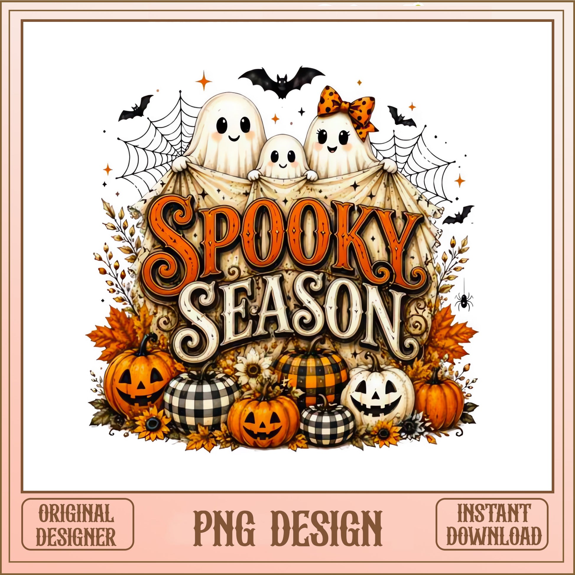 Spooky Season Ghost PNG, Halloween Pumpkin PNG, Fall Ghost PNG