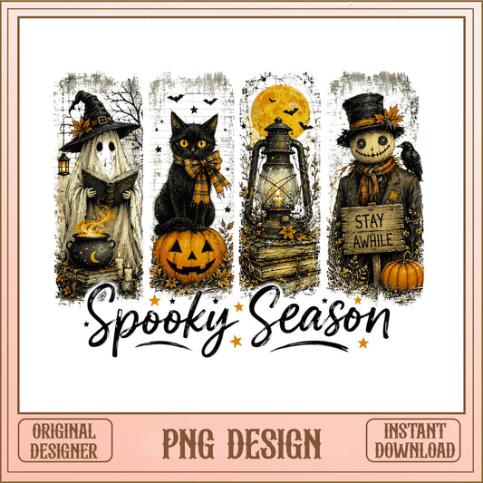 Spooky Season PNG, Halloween Witch Ghost Black Cat PNG, Fall PNG