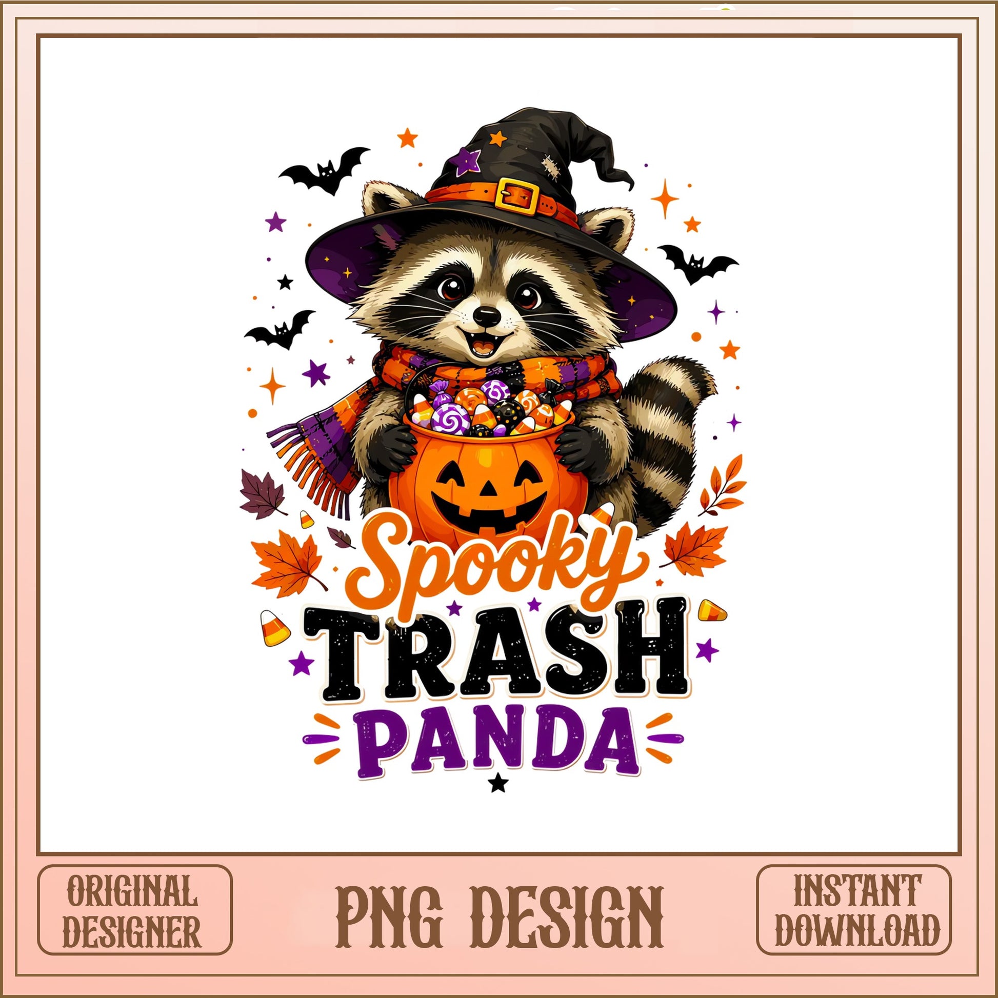 Spooky Trash Panda PNG, Halloween Raccoon PNG, Witch PNG