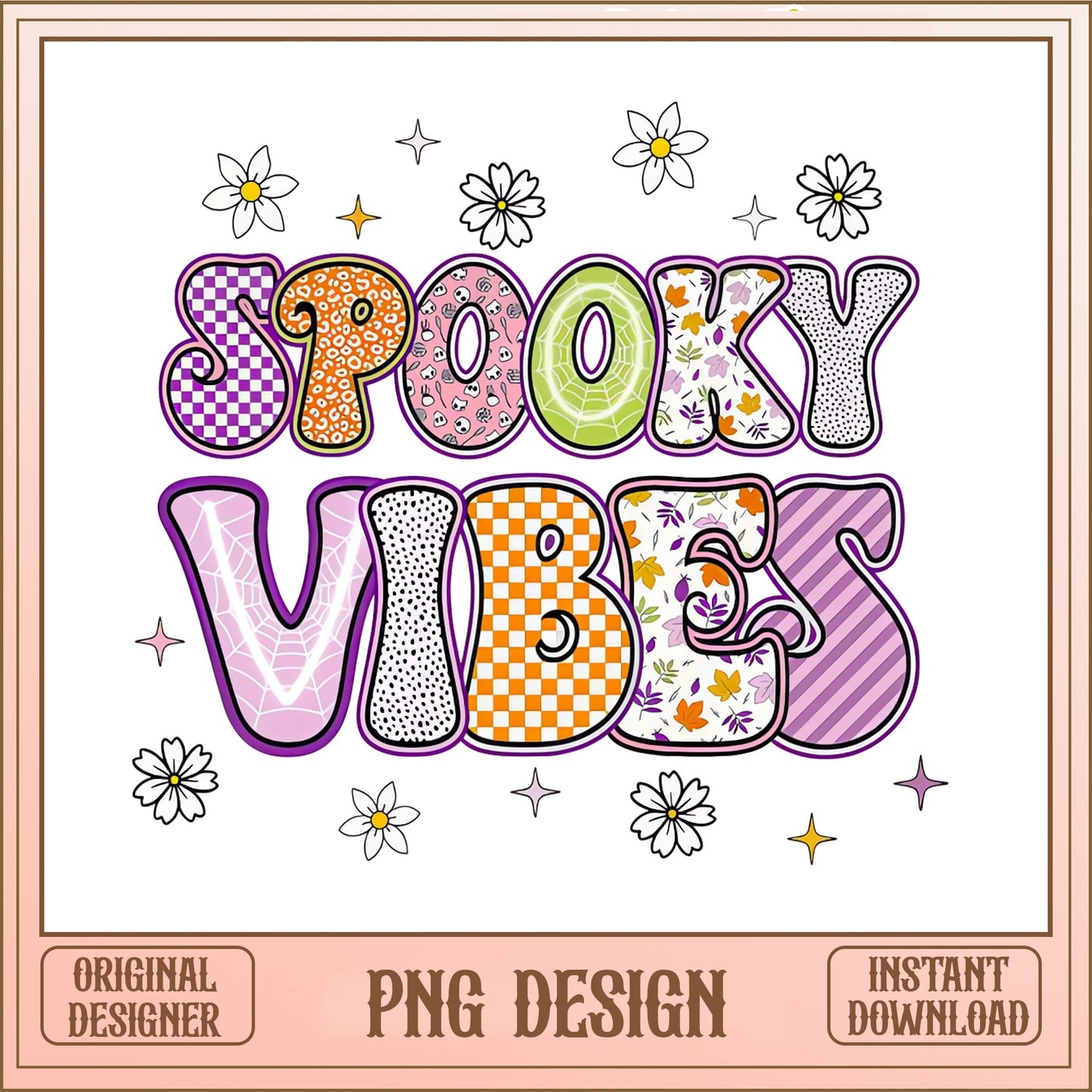 Spooky Vibes PNG, Retro Halloween PNG, Halloween Sublimation PNG